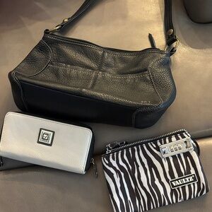 Euc Black Leather Shoulder Bag sak 3 pc bundle wallet mk up